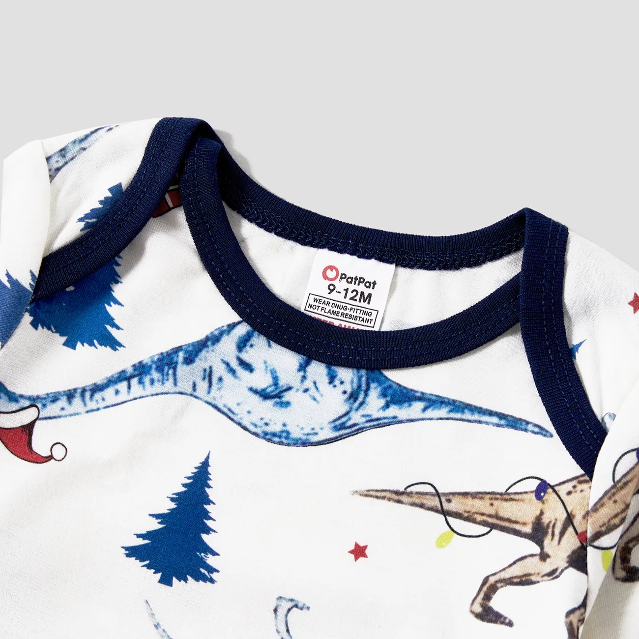 Weihnachten Familien-Looks Dinosaurier Langärmelig Familien-Outfits Pyjamas (Flame Resistant) blau big image 1