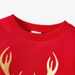 Christmas Family Matching Solid Color Reindeer Print Cotton Long Sleeve Tops  image 3