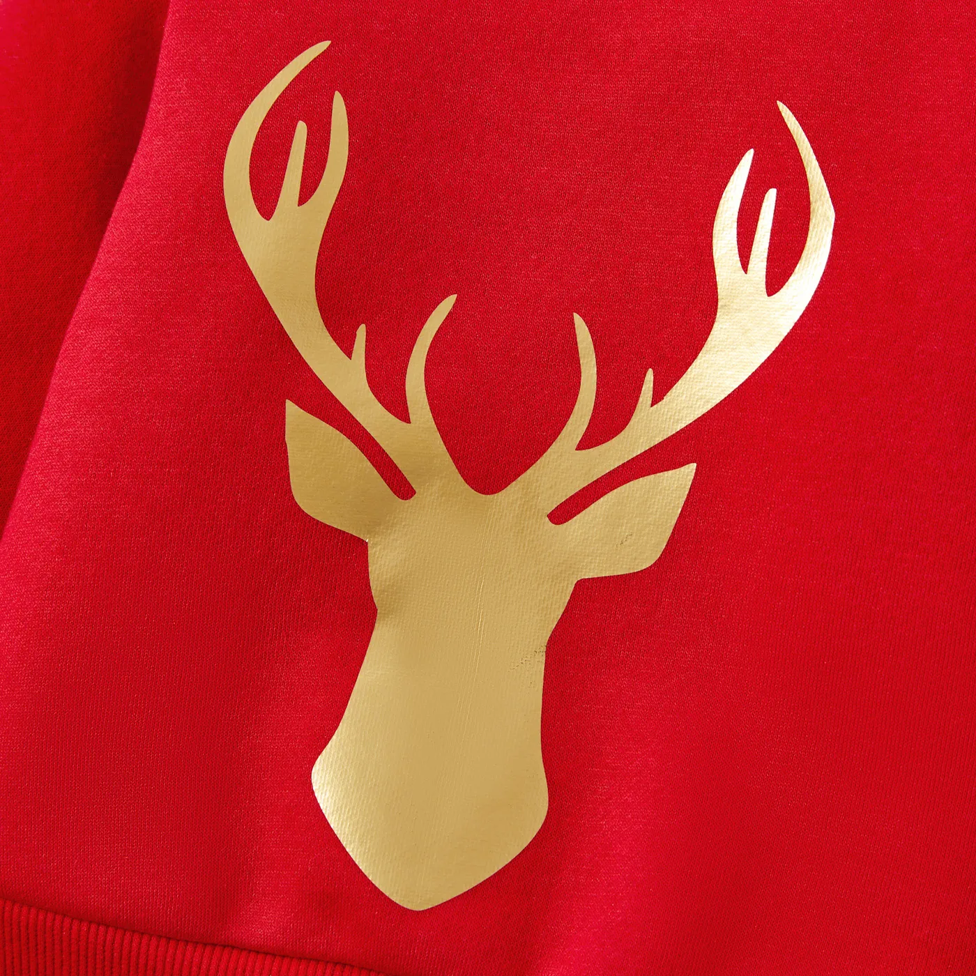 Christmas Family Matching Solid Color Reindeer Print Cotton Long Sleeve Tops  image 4