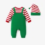 2pcs Baby Girl/Boy Christmas Jumpsuit Set with Hat Green image 2