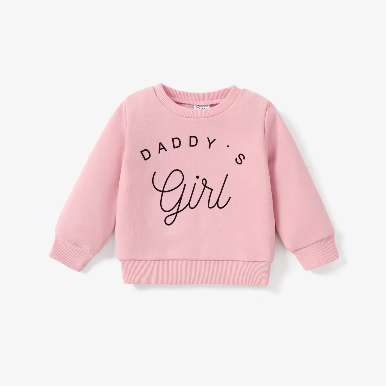 Baby Boy/Girl Letter Print Long-sleeve Pullover Sweatshirt Pink big image 1