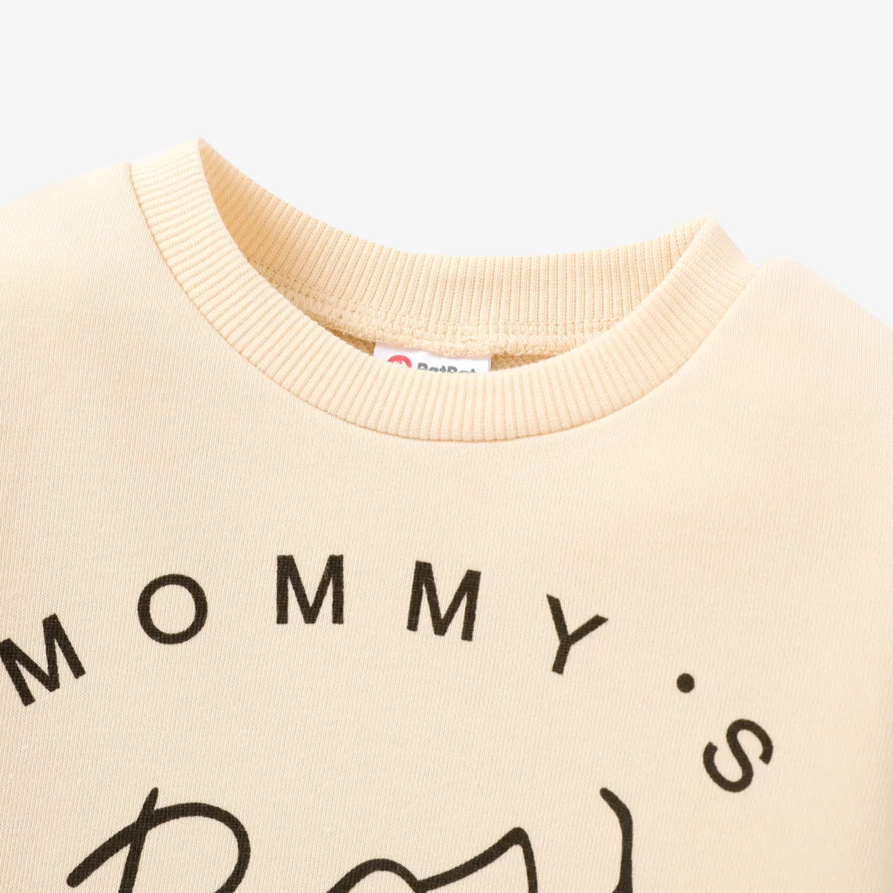 Baby Boy/Girl Letter Print Long-sleeve Pullover Sweatshirt Apricot big image 1