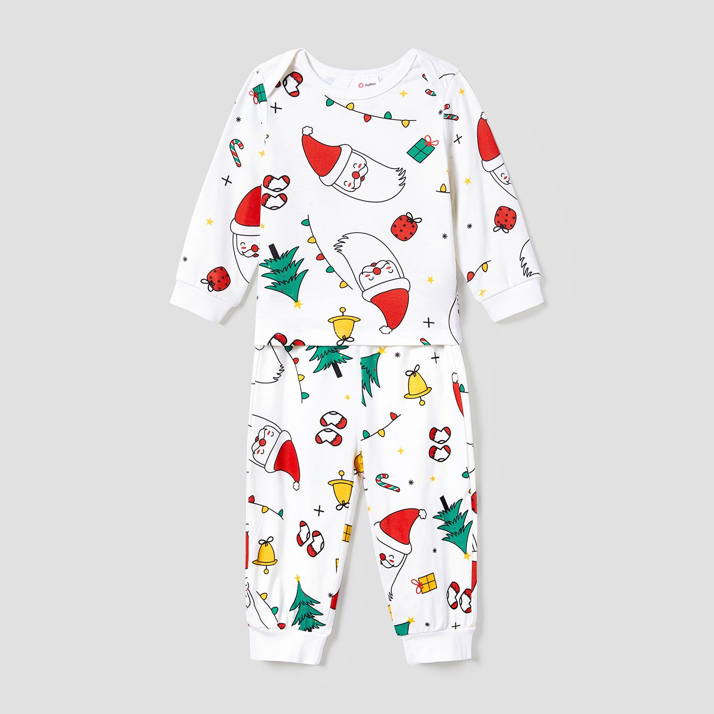 Christmas Family Matching Colorful Festival Theme Print Long Sleeve Pajamas Sets(Flame Resistant)