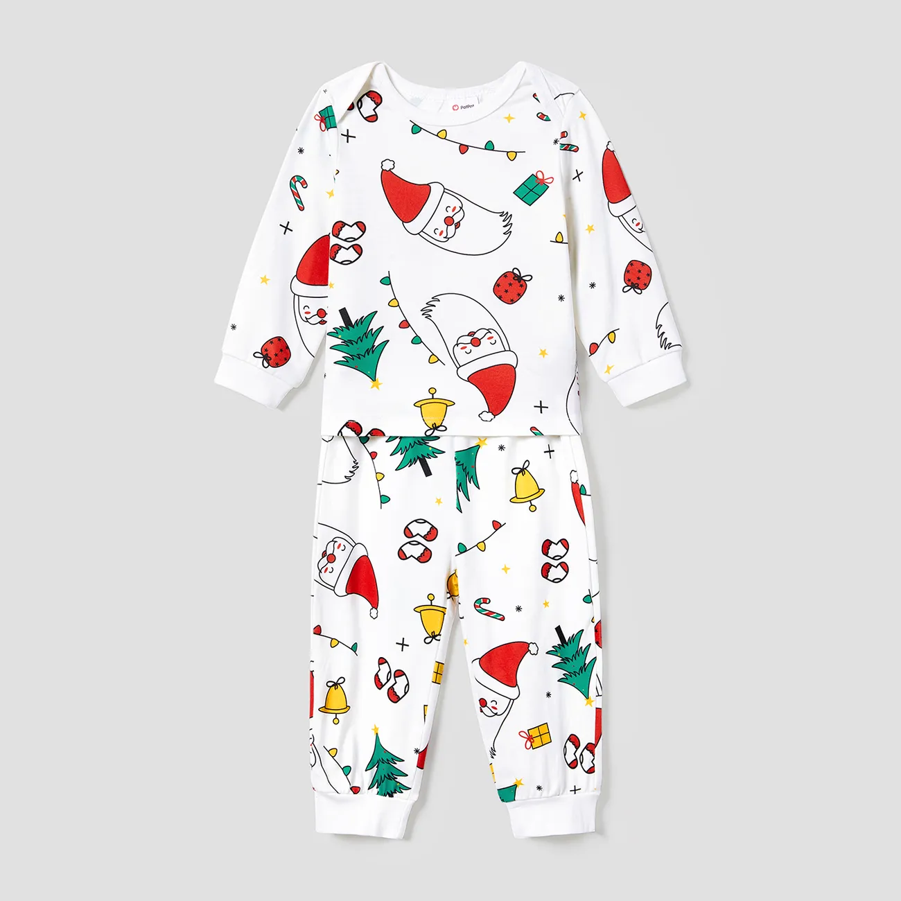Christmas Family Matching Colorful Festival Theme Print Long Sleeve Pajamas Sets(Flame resistant)  big image 1