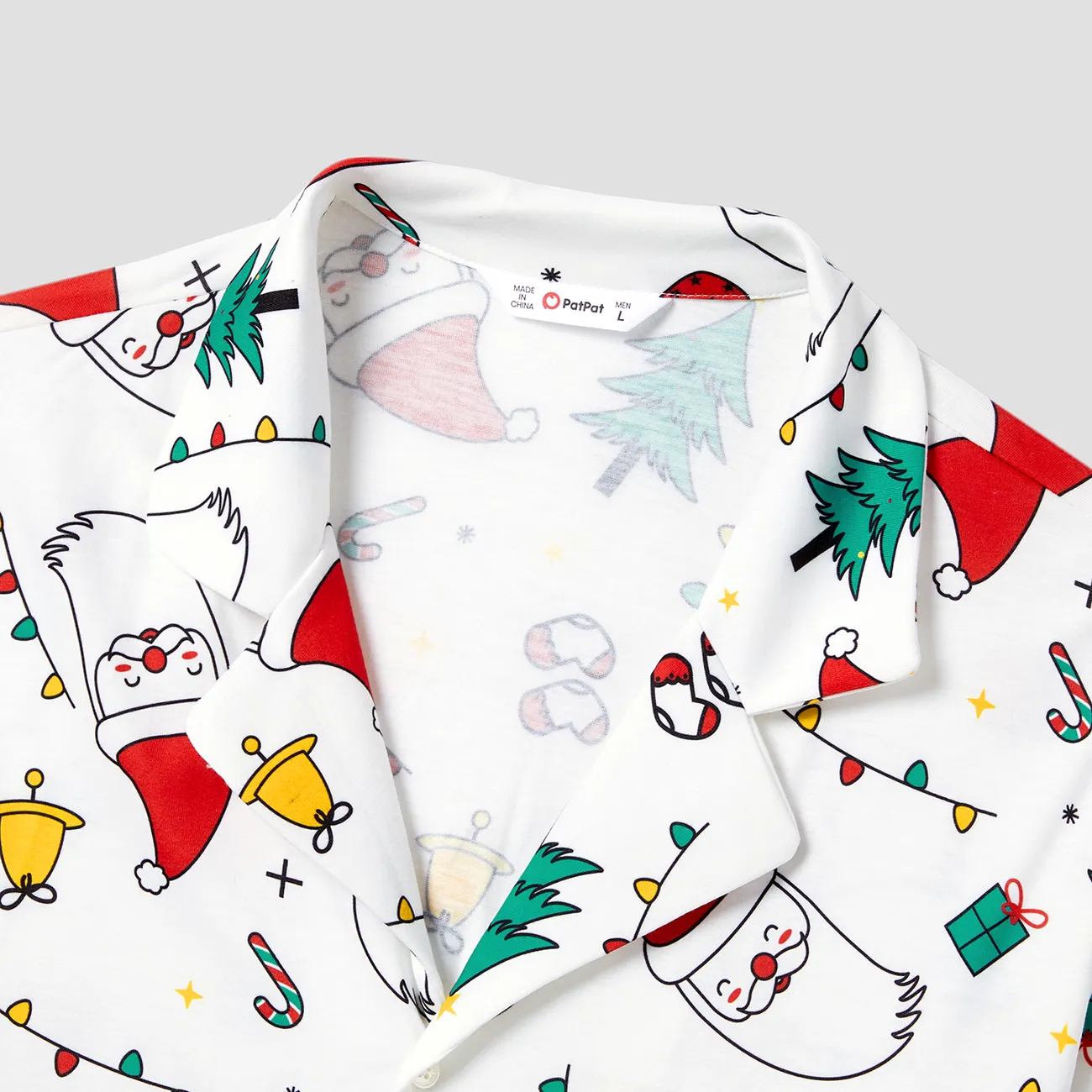 Christmas Family Matching Colorful Festival Theme Print Long Sleeve Pajamas Sets(Flame resistant) White big image 1