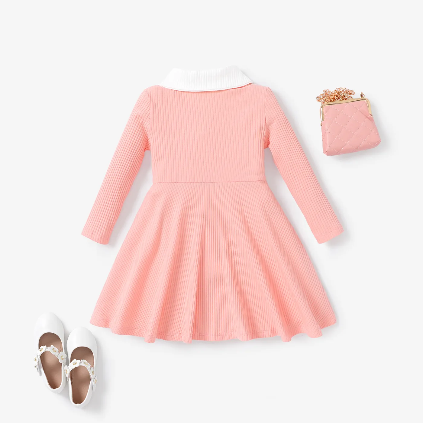 Toddler Girl Sweet Shirt Collar Long Sleeve Dress  image 2