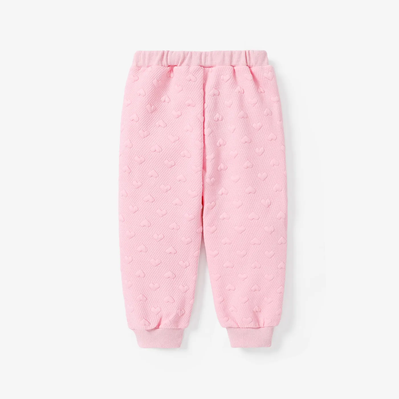 Toddler Girl Basic Solid Color Heart Embroidered Elasticized Pants Pink image 2
