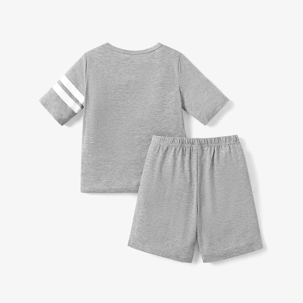 2 pezzi Bambini Set Ragazzo Tinta unita Completo maniche corte pantaloncini big image 2