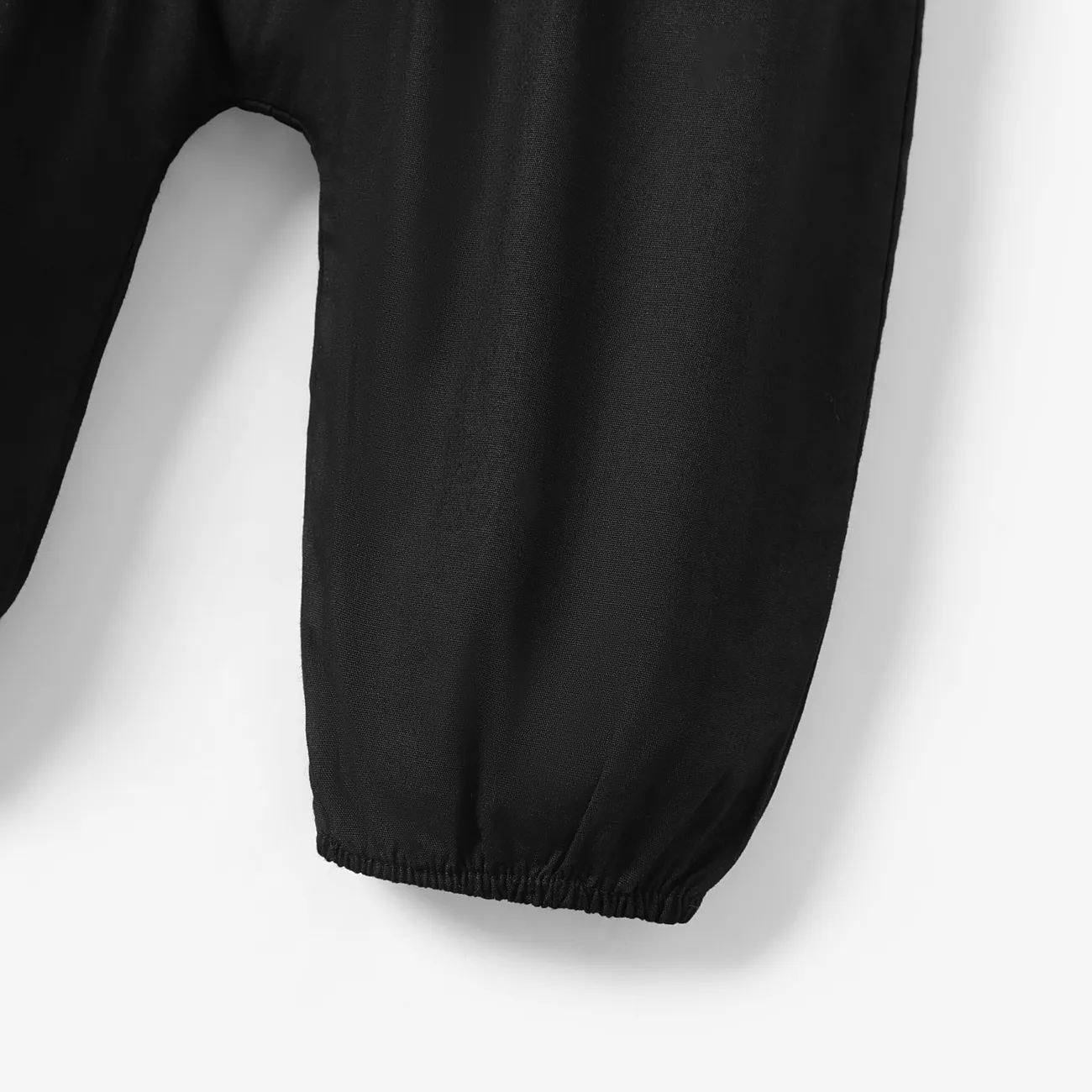 Cotton Loose-fit Solid Color Lightweight Jumpsuit for Baby Unisex Black big image 1