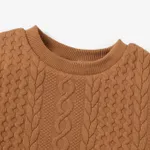 Kid Boy Casual Cable Knit Textured Sweatshirt Khaki image 2