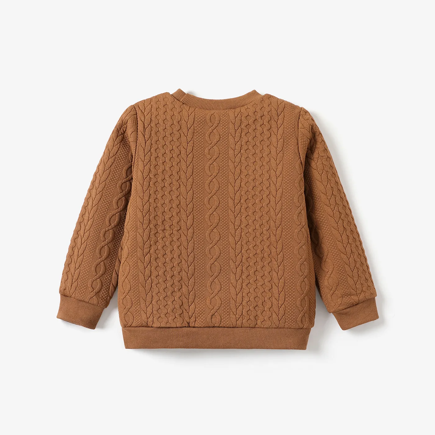 Kid Boy Casual Cable Knit Textured Sweatshirt Khaki image 4