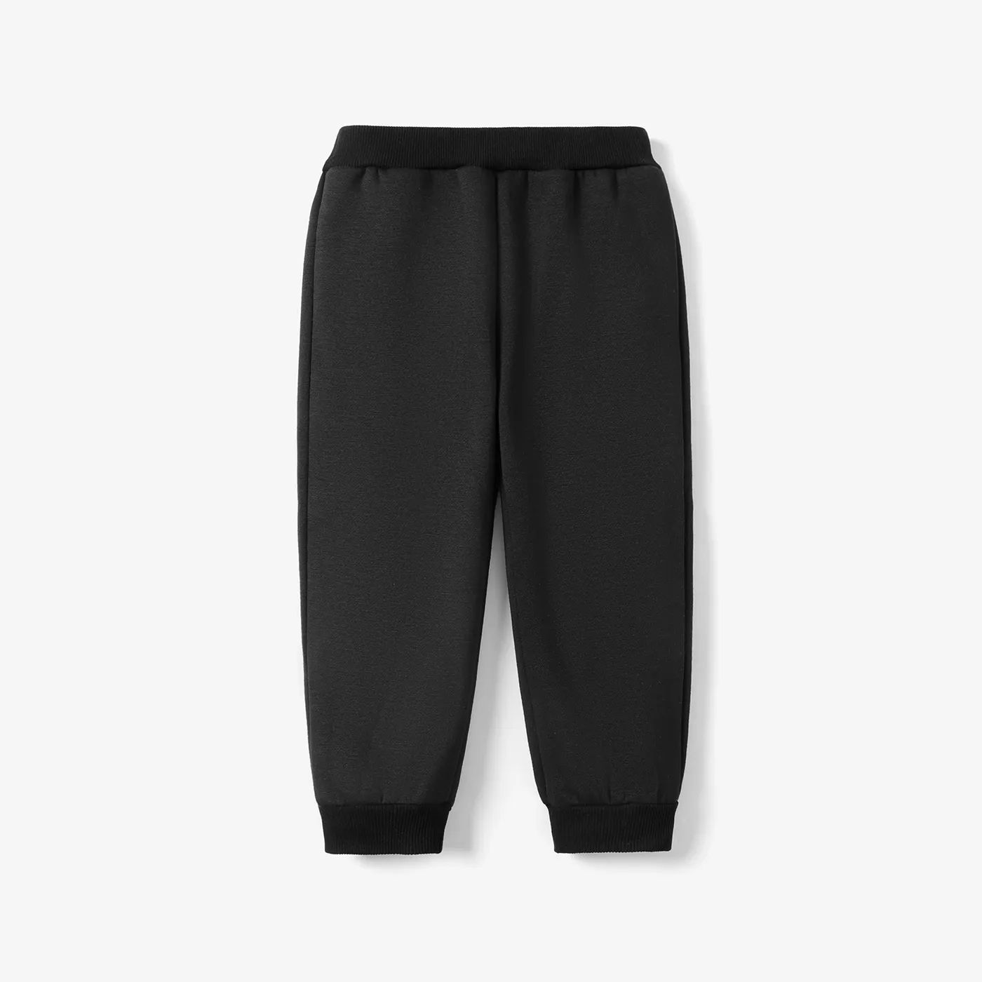 Toddler Boy Basic Solid Color Fleece Lined Elasticized Pants Black