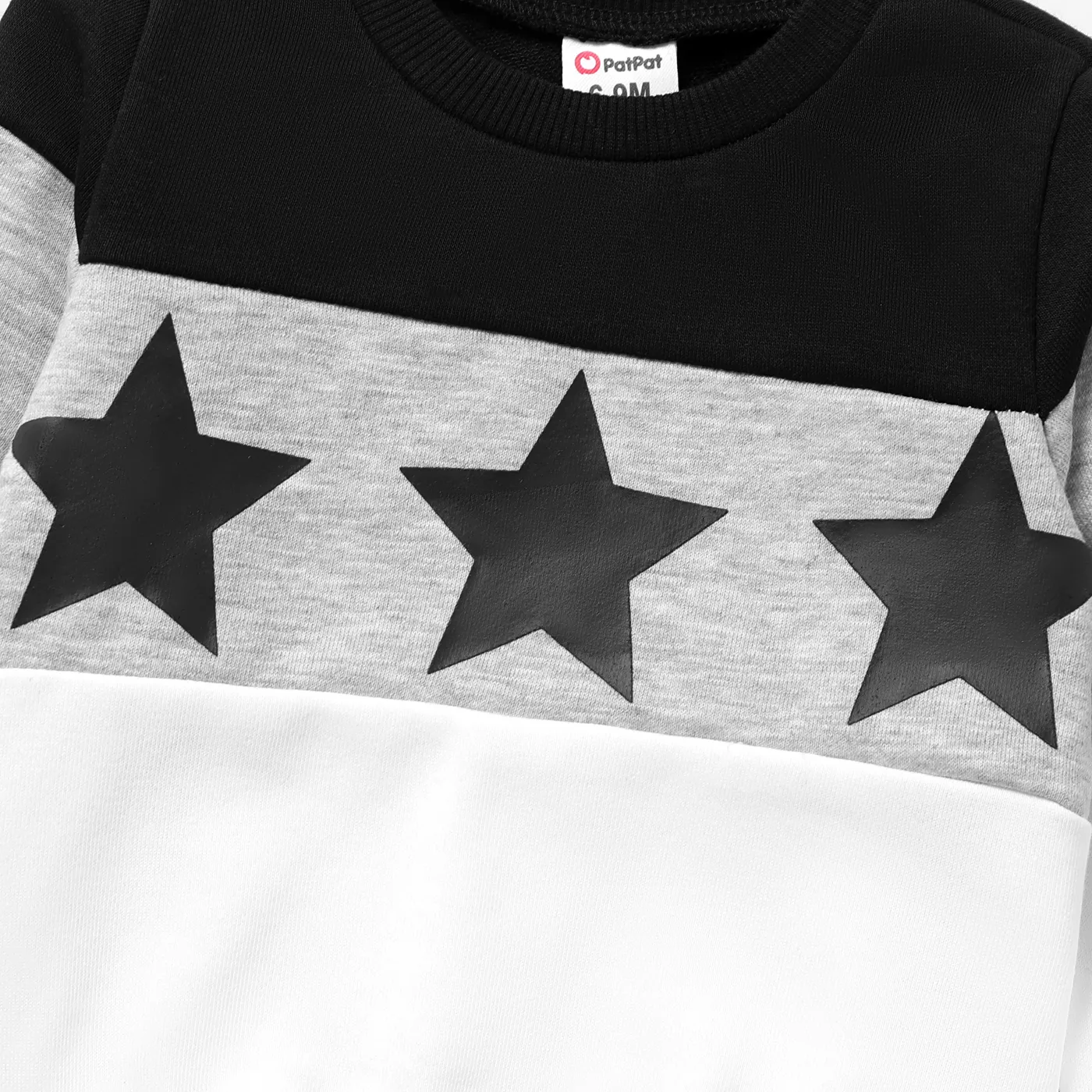 2pcs Baby Boy/Girl Star Print Long-sleeve Colorblock Sweatshirt and Solid Sweatpants Set  image 2