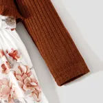 2pcs Toddler Girl Floral Print Sleeveless Dress and Ruffled Brown Cardigan Set  image 5