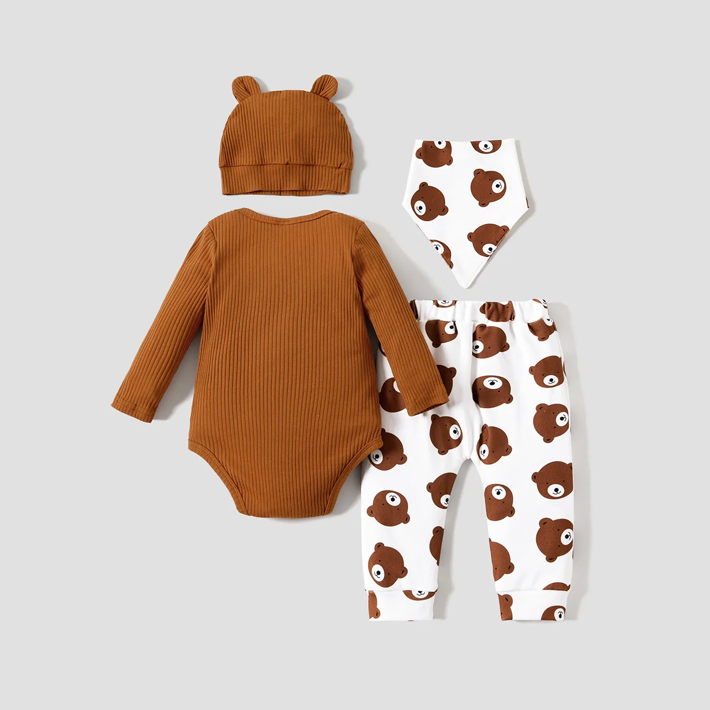 4pcs Baby Boy/Girl Animal Pattern Bear Long Sleeves Sets  image 2