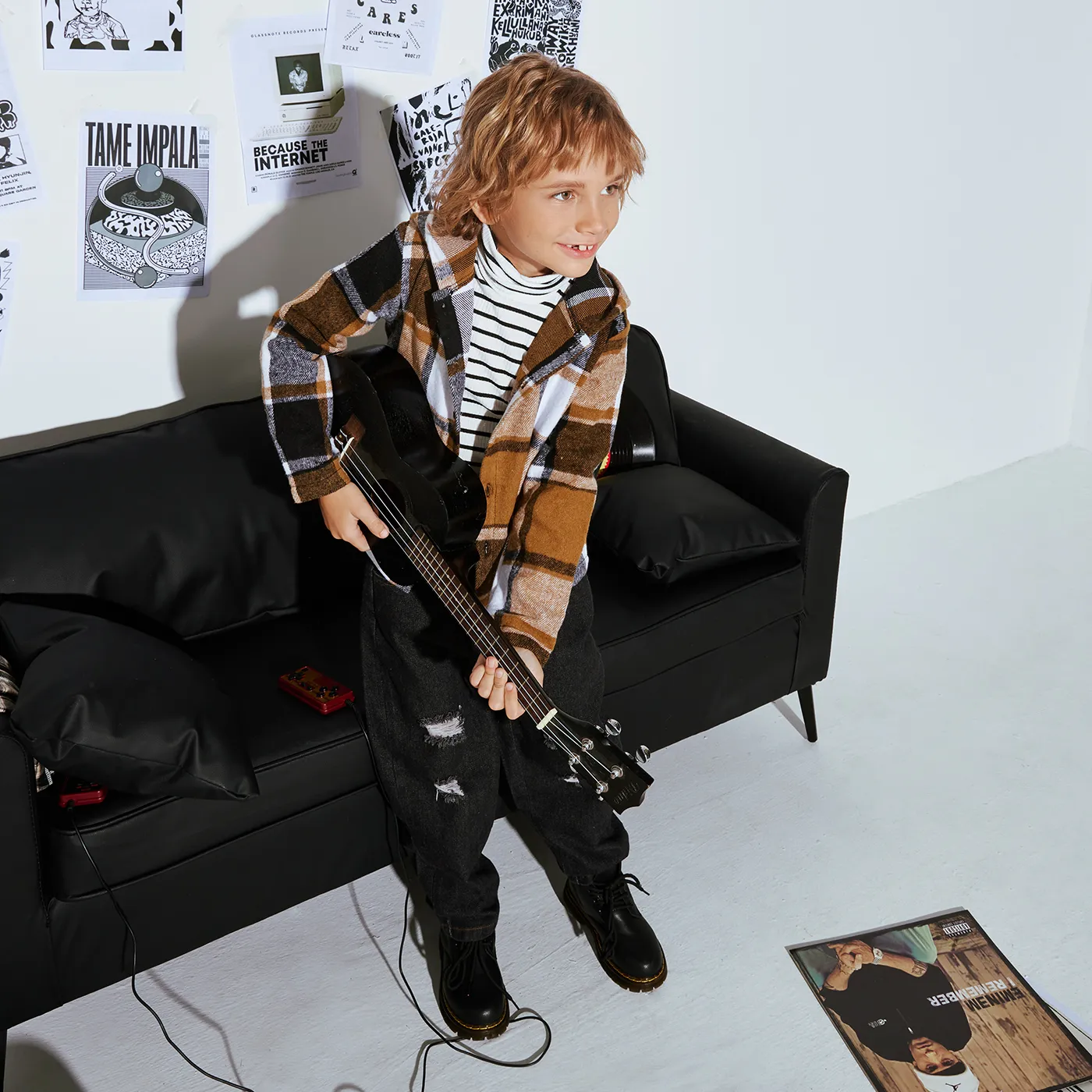 Kid Boy Hooded Plaid Long sleeves Shirt Jacket  image 5