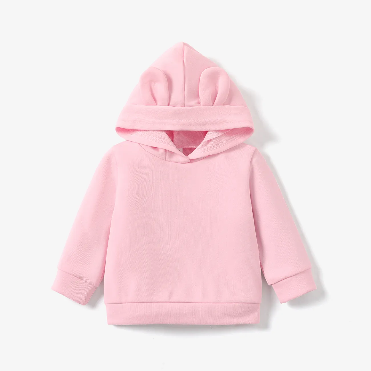 Baby Boy/Girl Solid Long-sleeve Hoodie Pink big image 1