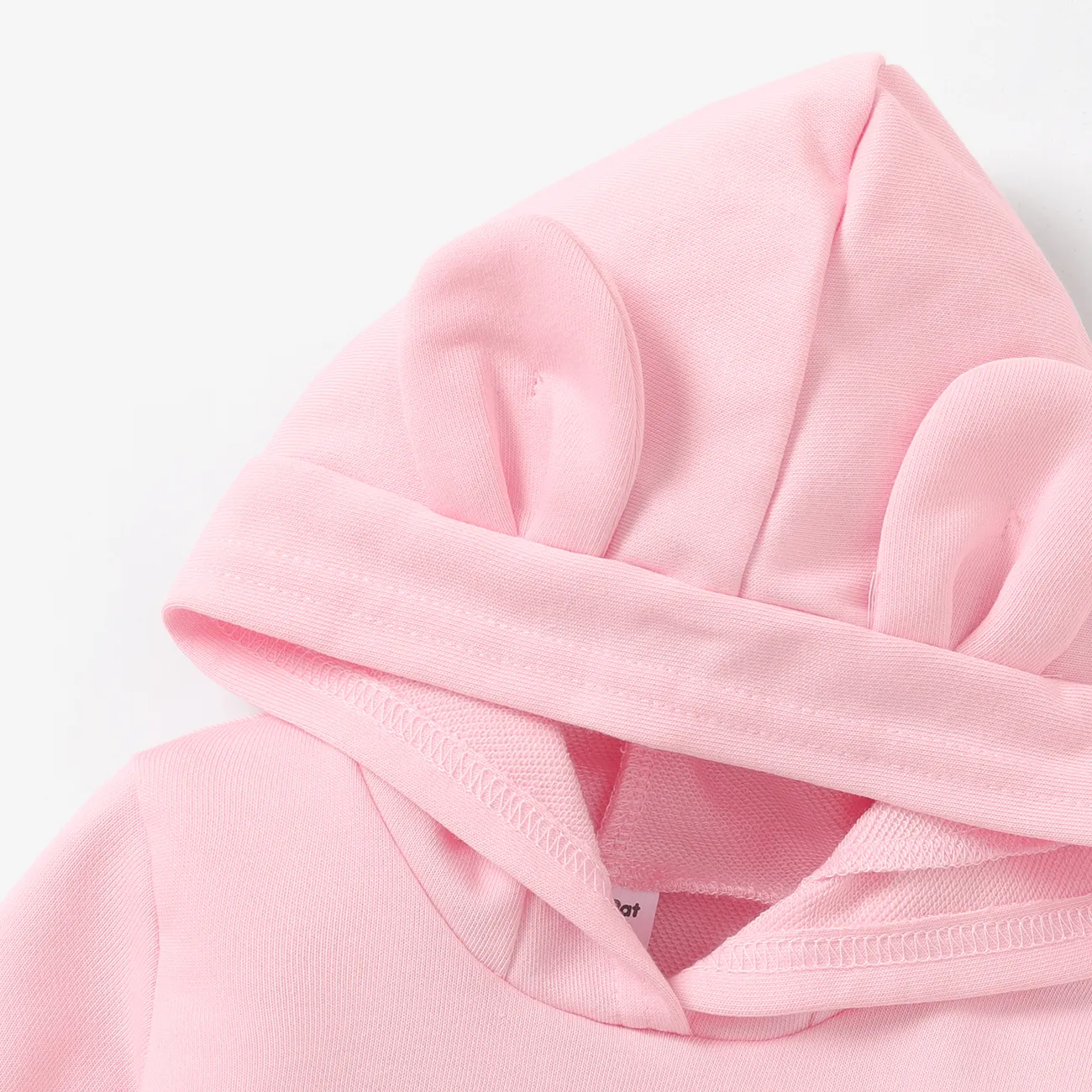 Baby Boy/Girl Solid Long-sleeve Hoodie Pink big image 1