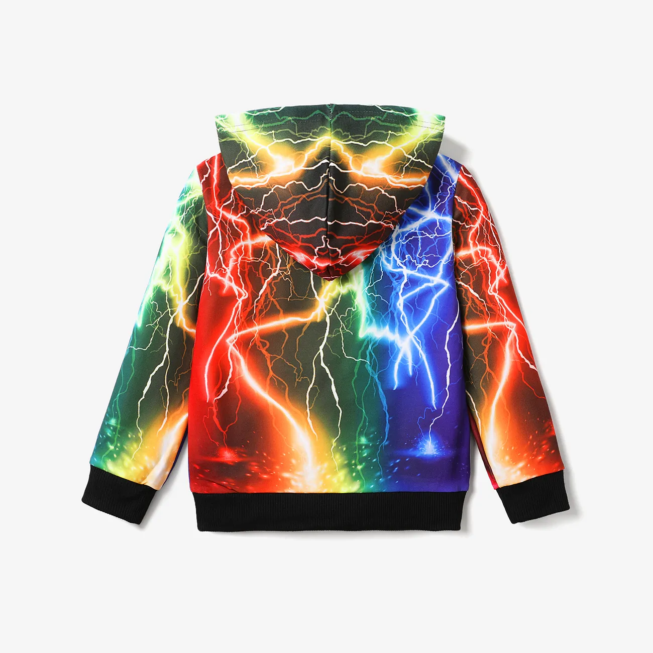 Kid Boy Lightning Print Colorblock Hoodie Sweatshirt Colorful big image 1