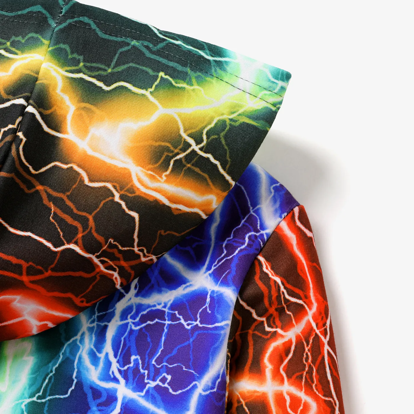 Kid Boy Lightning Print Colorblock Hoodie Sweatshirt Colorful image 4