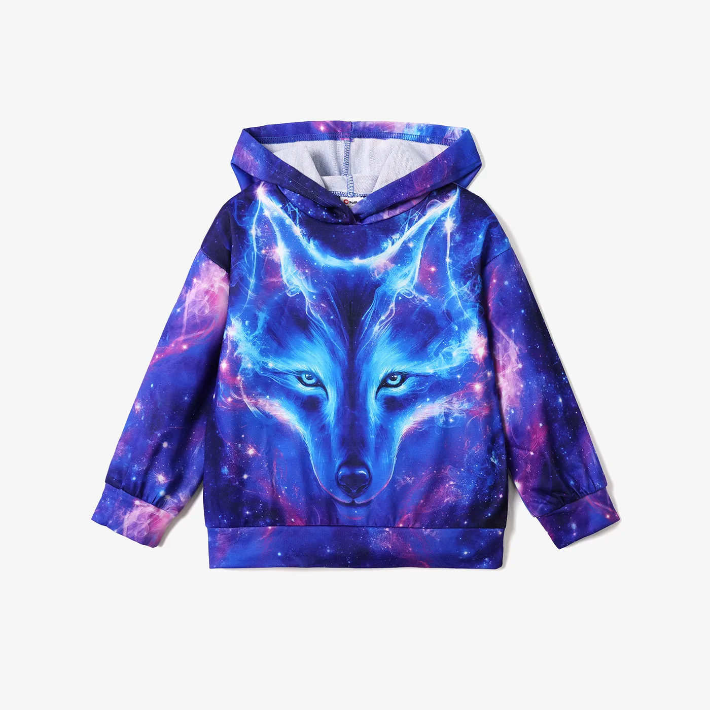 Kid Boy Trendy Animal Wolf Print Hoodie Sweatshirt Dark Blue