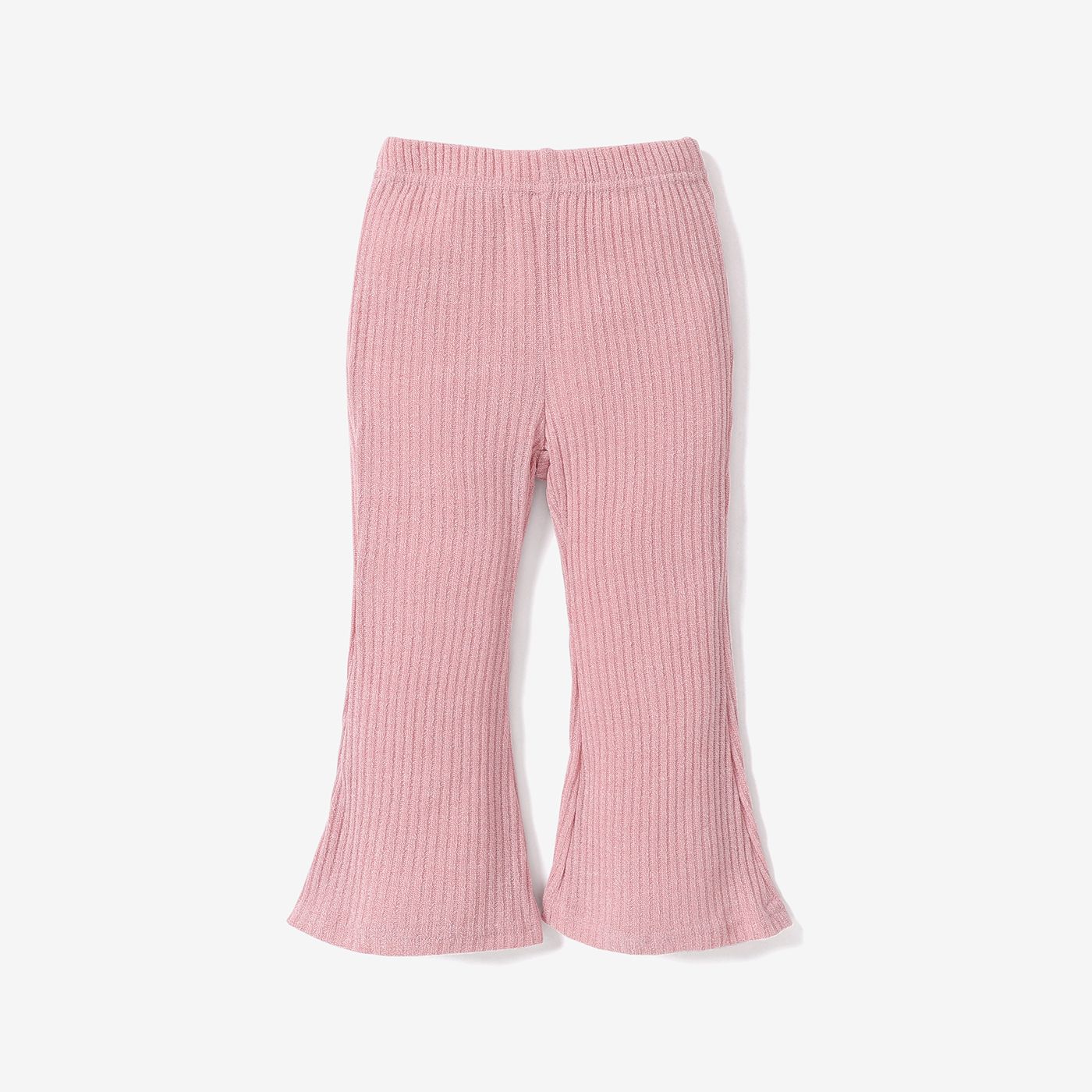 Toddler Girl Sweet Solid Color Ribbed Flared Pants