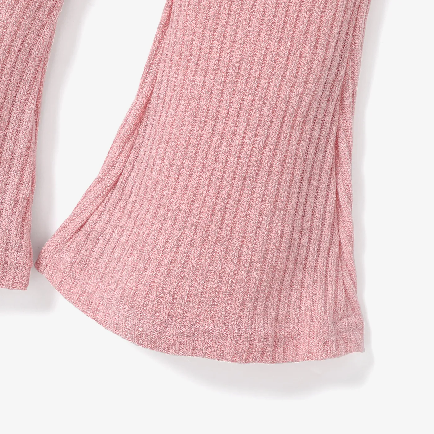Toddler Girl Sweet Solid Color Ribbed Flared Pants Pink image 4