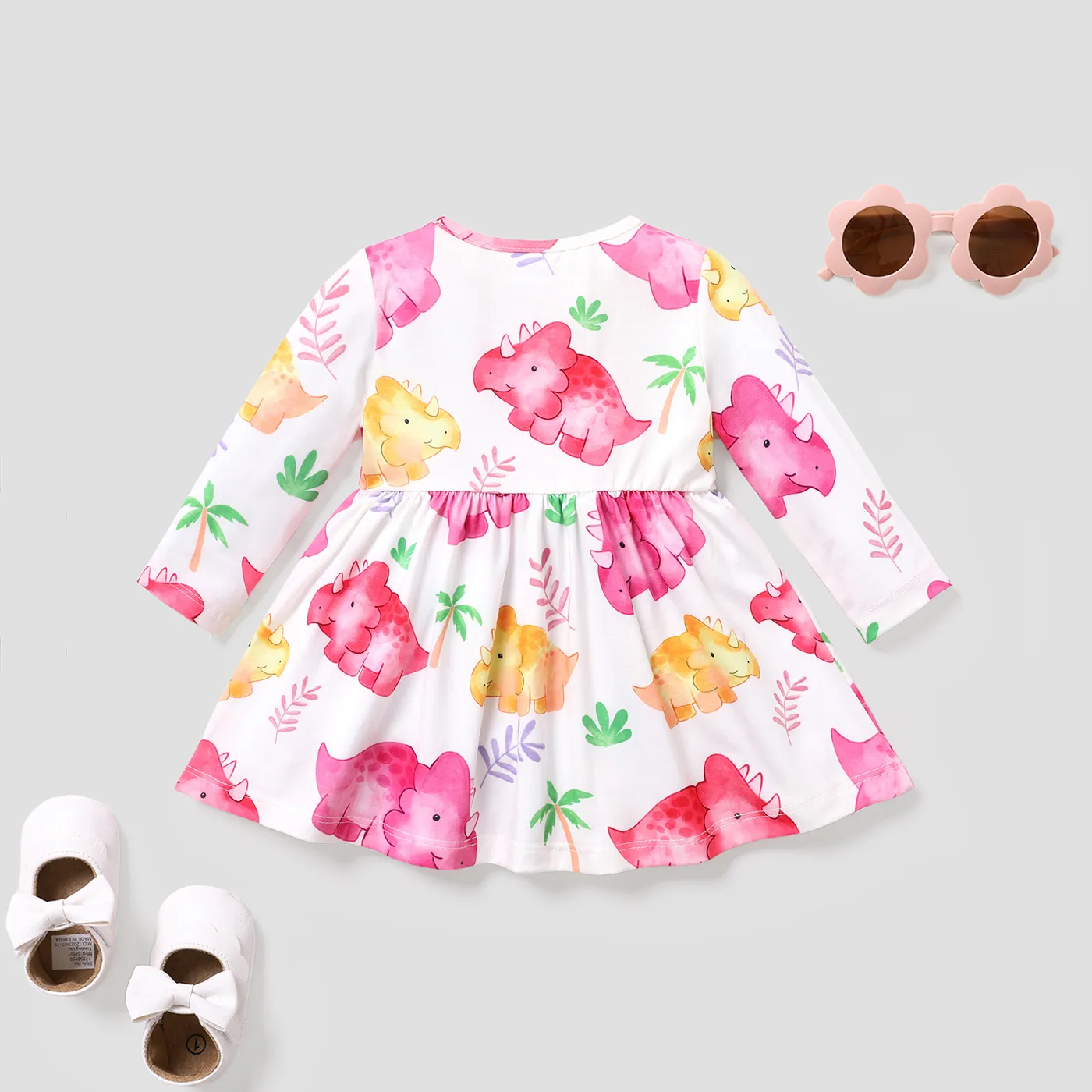 Baby Girl Dinosaur Animal-pattern Long-sleeved Dress  image 2