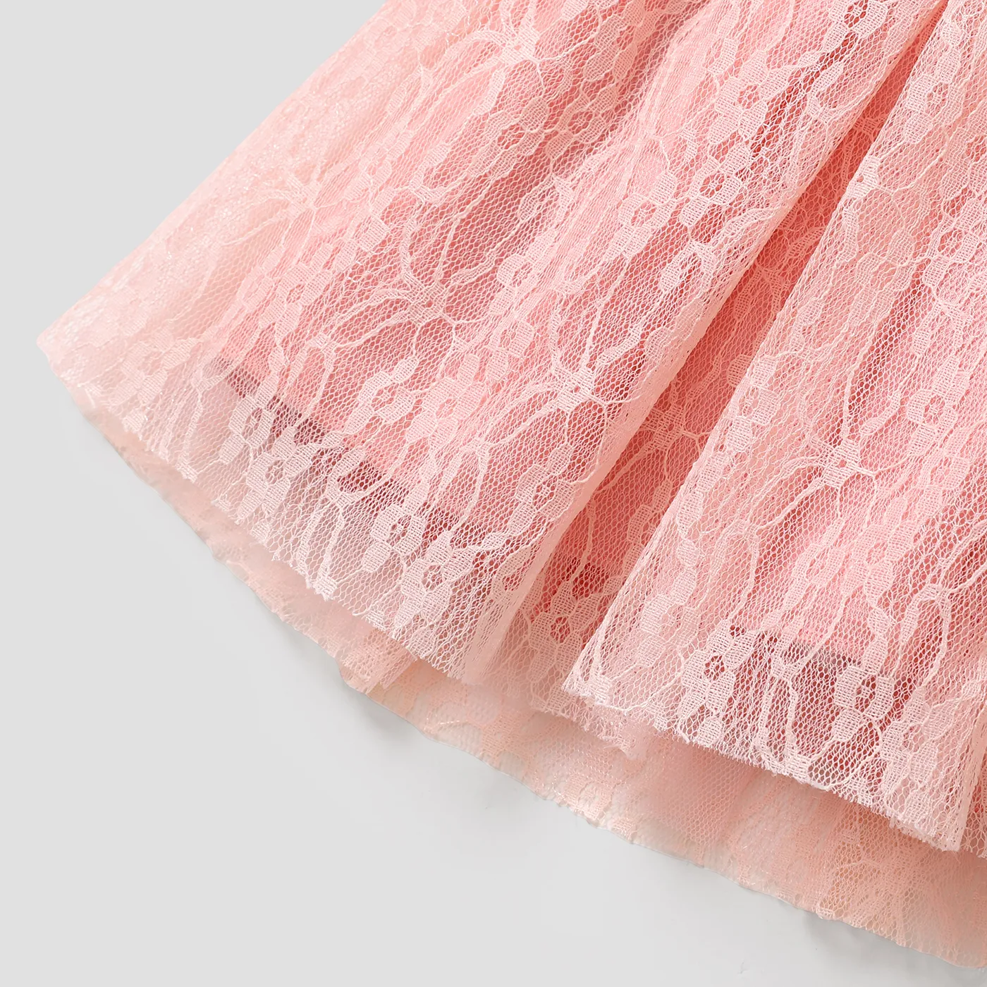 Baby Girl Lace Design Fabric Stitching Dress Pink image 4