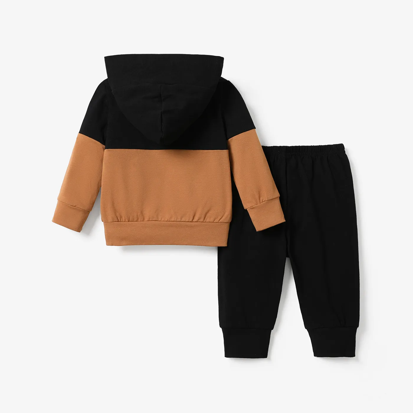 2pcs Toddler Boy Letter Print Colorblock Cotton Hoodie Sweatshirt  image 5