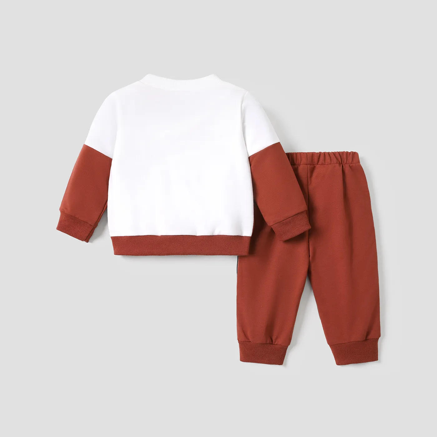 2pcs  Baby Boy/Girl Avant-garde Letter Long Sleeve Set Brown image 2