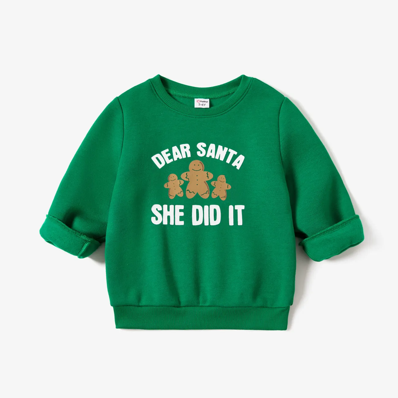 Family Matching Casual Solid Color Biscuit&Letters Print Long Sleeve Tops Multi-color big image 1