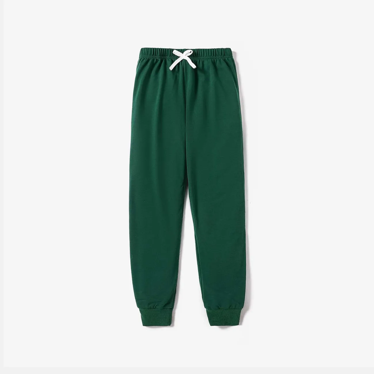 Pantalones elásticos de color liso para niño/niña Ejercito verde big image 1