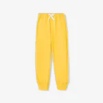 Kid Boy/Kid Girl Solid Color Elasticized Pants Yellow