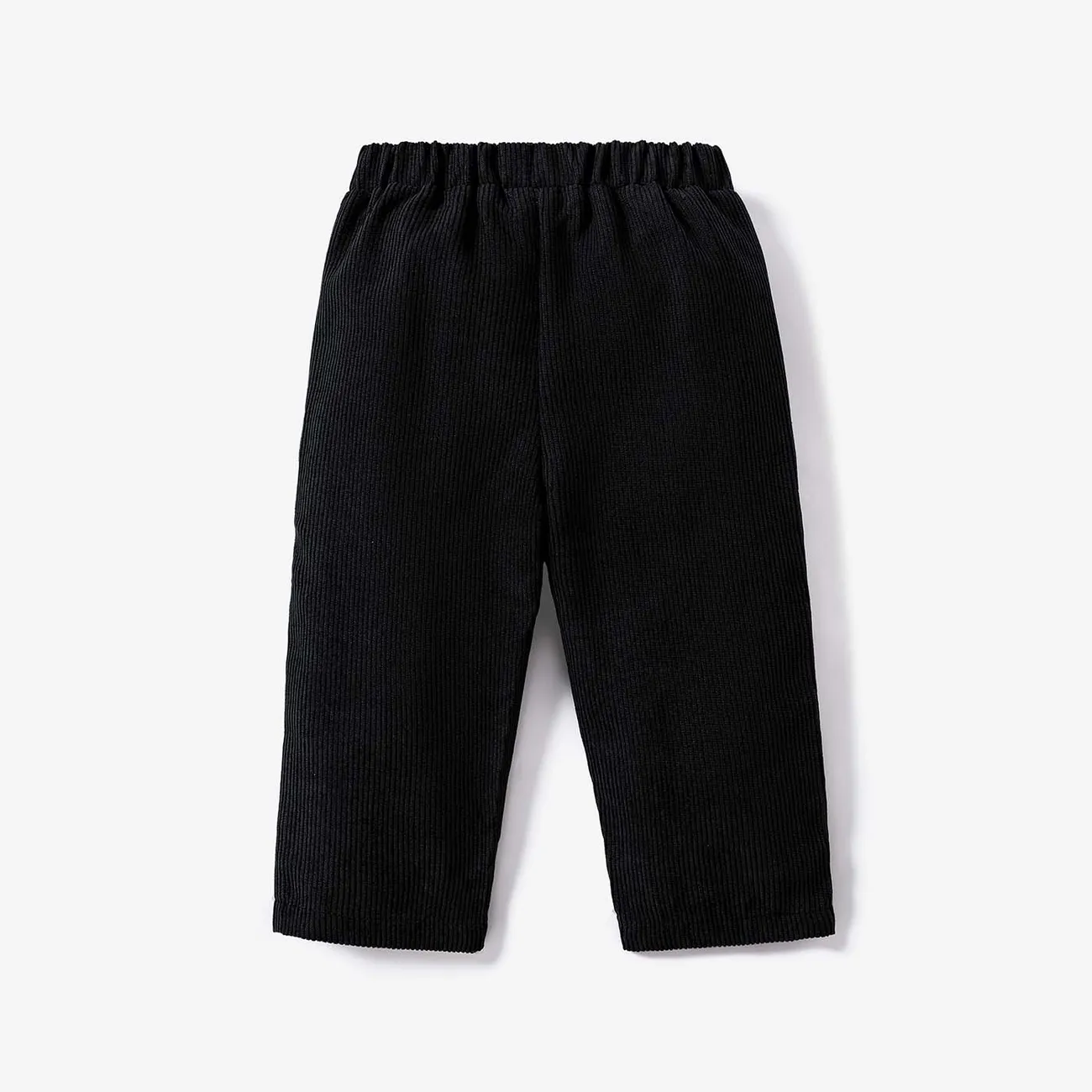 Baby Boy Solid Corduroy Straight Fit Pants Black big image 1