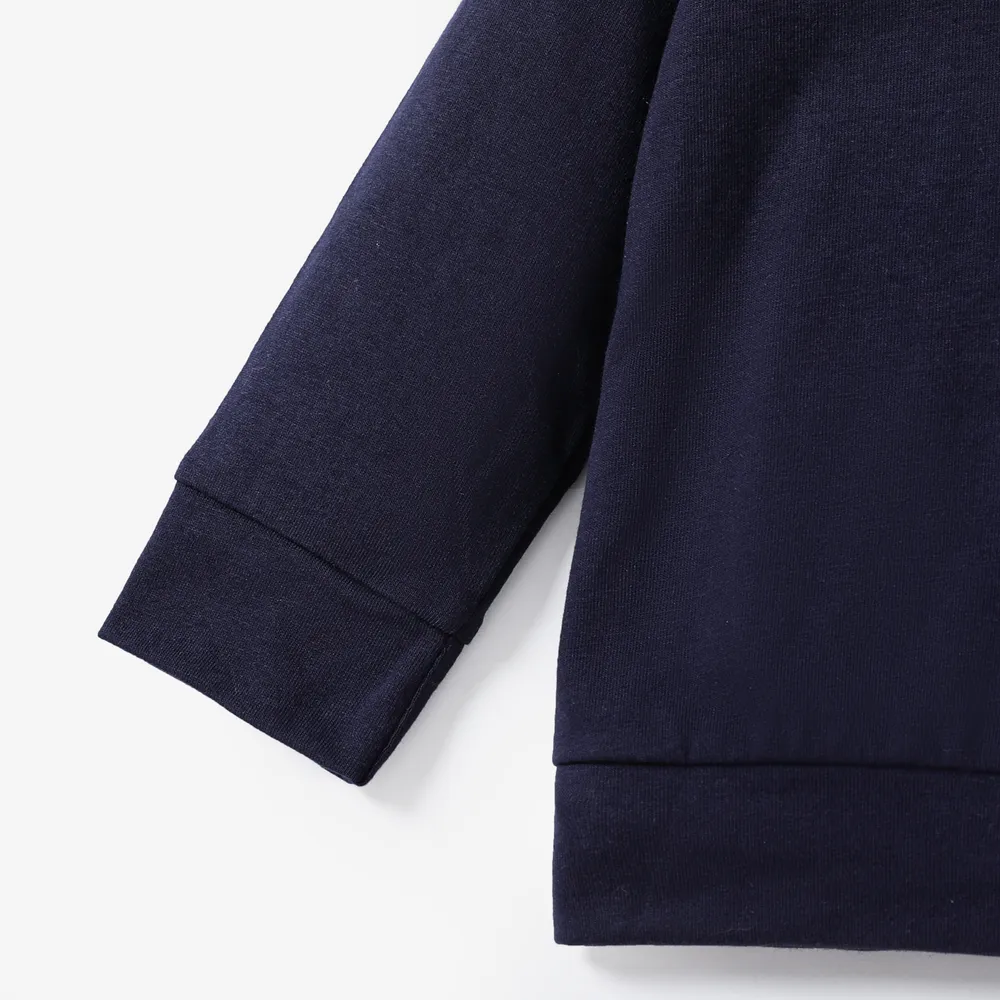 2pcs Baby Boy Long-sleeve Striped Spliced Hoodie and Badge Detail Sweatpants Set big image 3