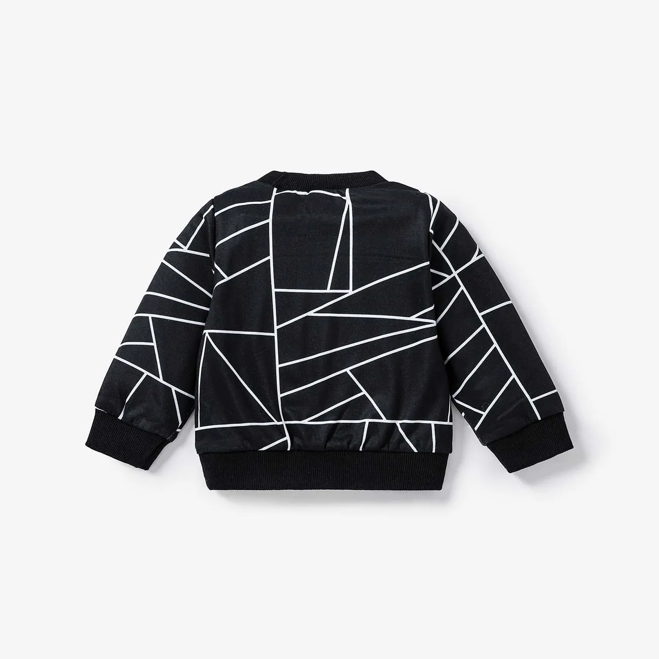 Baby Boy/Girl Geo Print Long-sleeve Pullover Sweatshirt Black big image 1