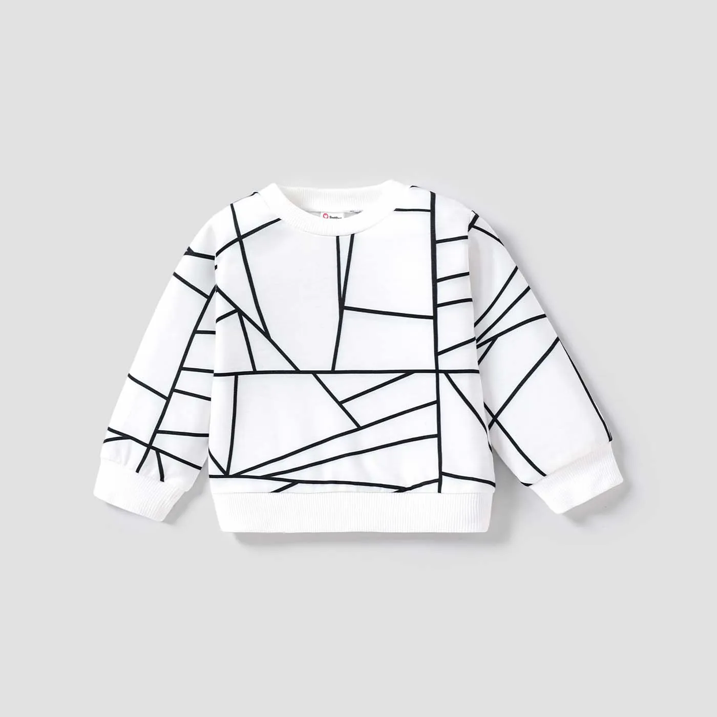 Baby Boy/Girl Geo Print Long-sleeve Pullover Sweatshirt White big image 1