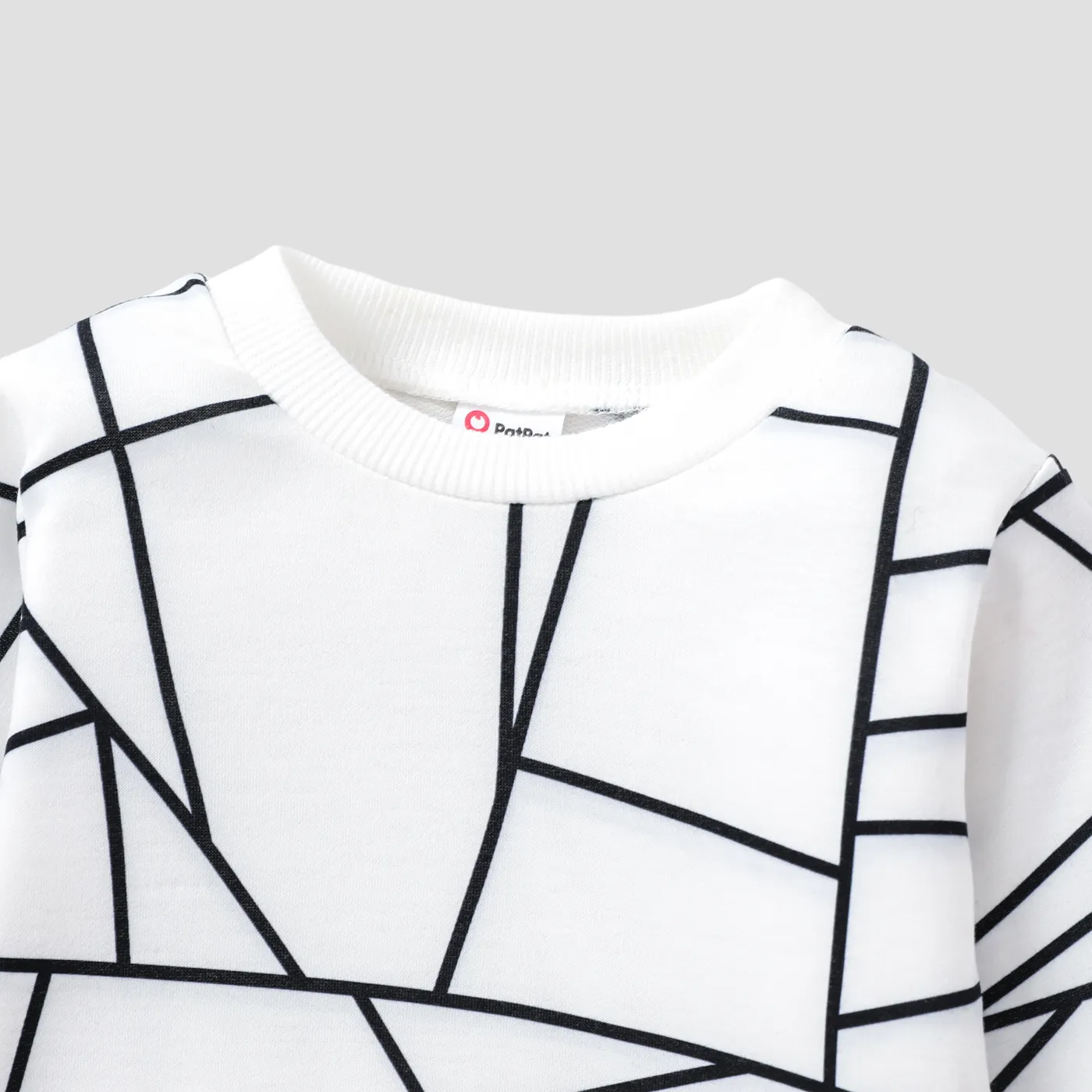 Baby Boy/Girl Geo Print Long-sleeve Pullover Sweatshirt White image 3