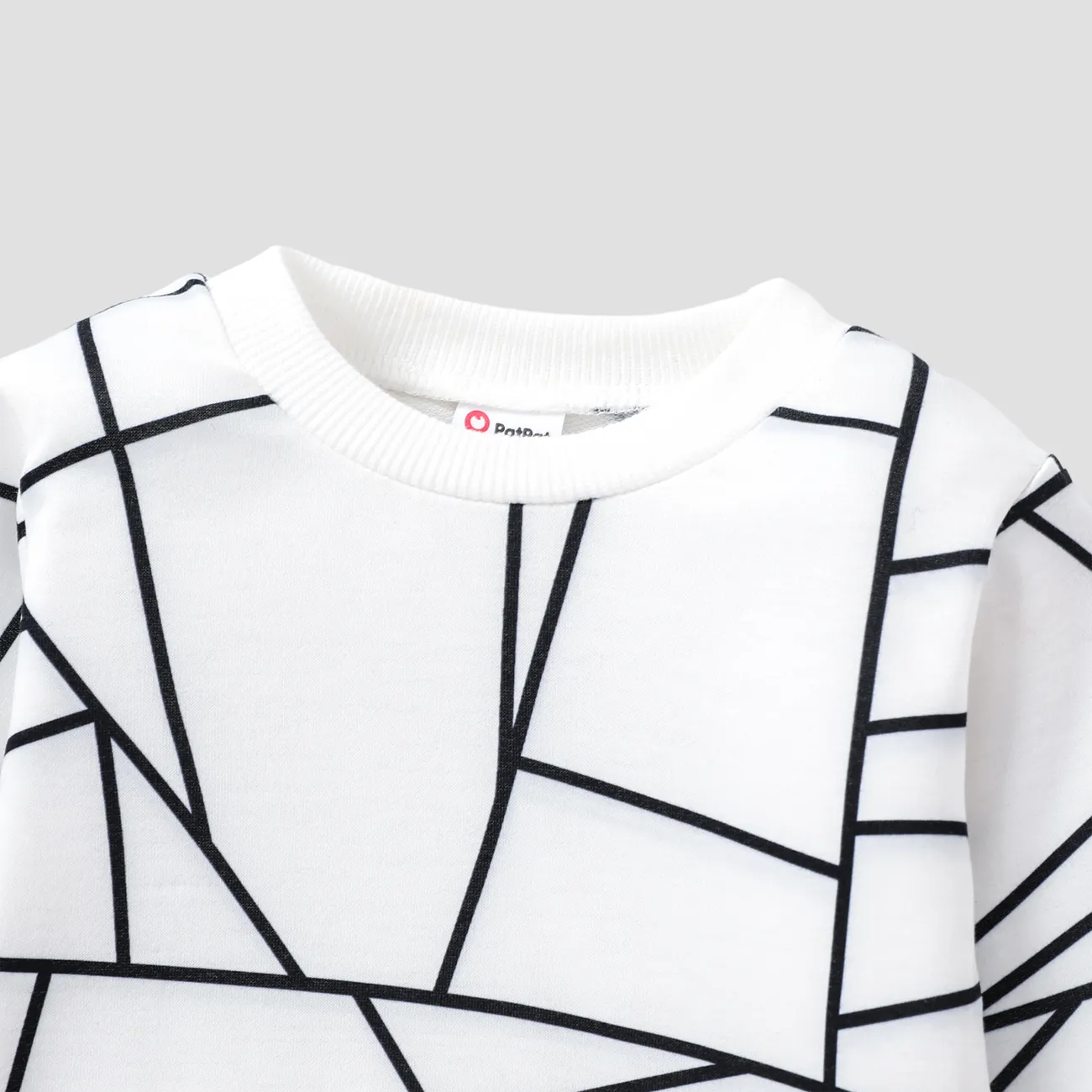 Baby Boy/Girl Geo Print Long-sleeve Pullover Sweatshirt White big image 1