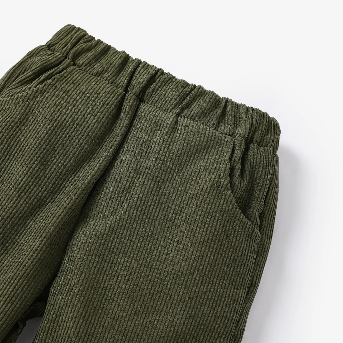 pantalones rectos de pana lisa para bebé niño Ejercito verde big image 1