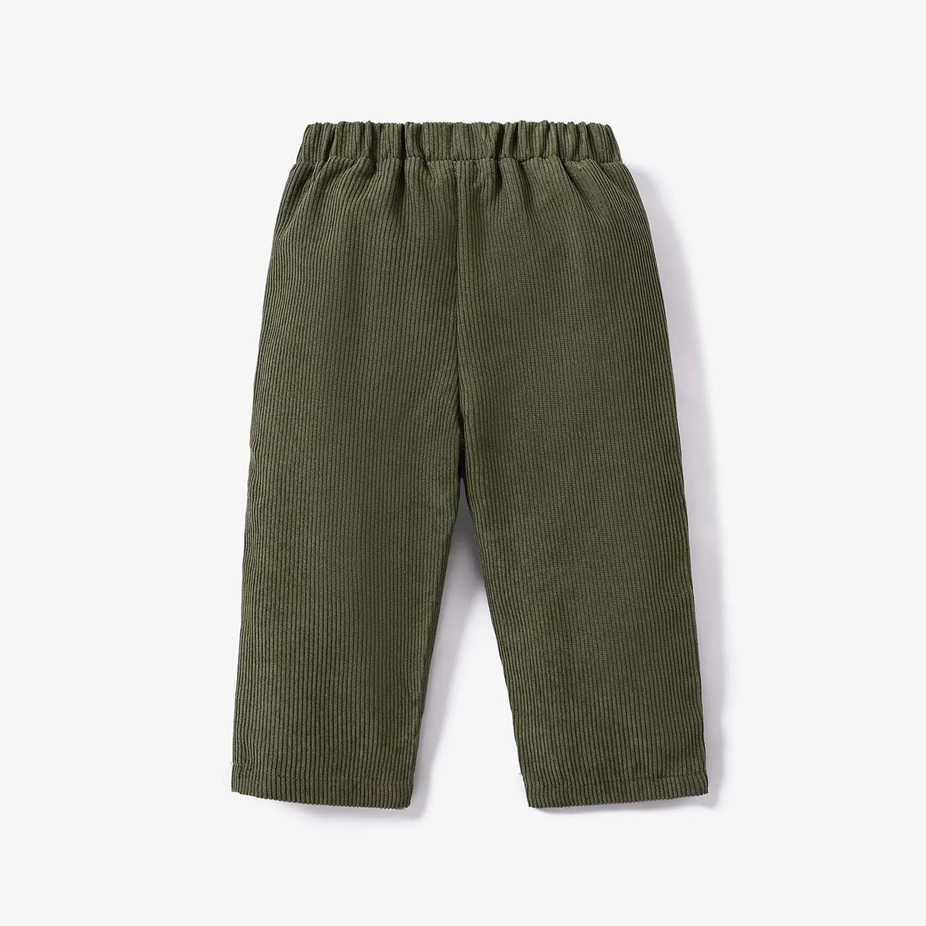 Baby Boy Solid Corduroy Straight Fit Pants Army green big image 1