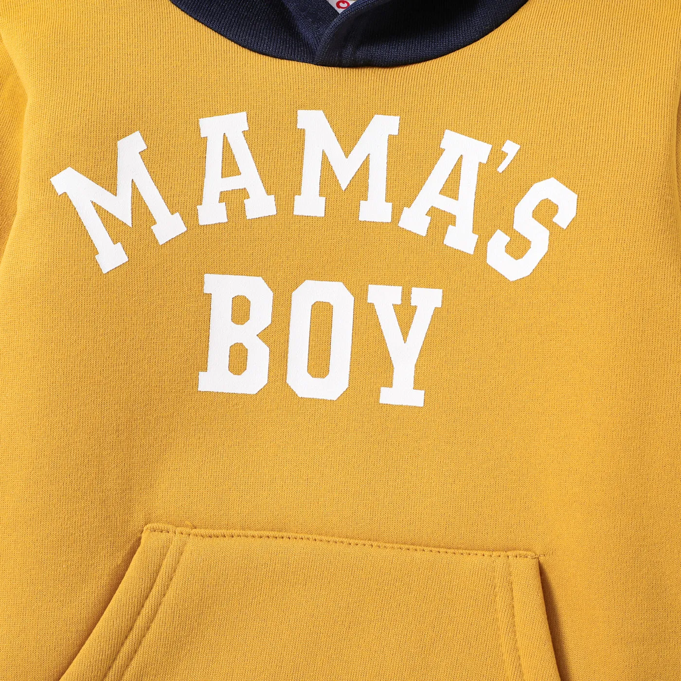 Kid Boy Letter Print Colorblock Fleece Lined Hoodie Sweatshirt  image 3