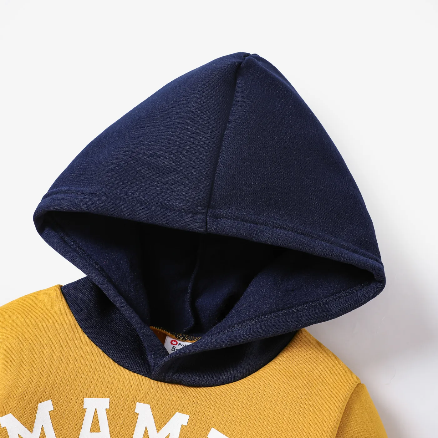 Kid Boy Letter Print Colorblock Fleece Lined Hoodie Sweatshirt  image 2