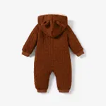 Baby Girl/Boy Solid Color-blocked 3D Ears Hooded Jumpsuit  image 2