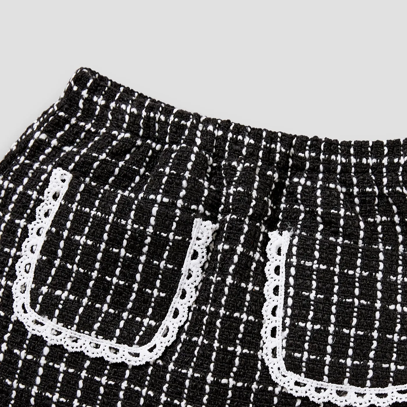 2 unidades Bebé Botão Clássico Manga comprida Fato saia e casaco Preto e branco image 4