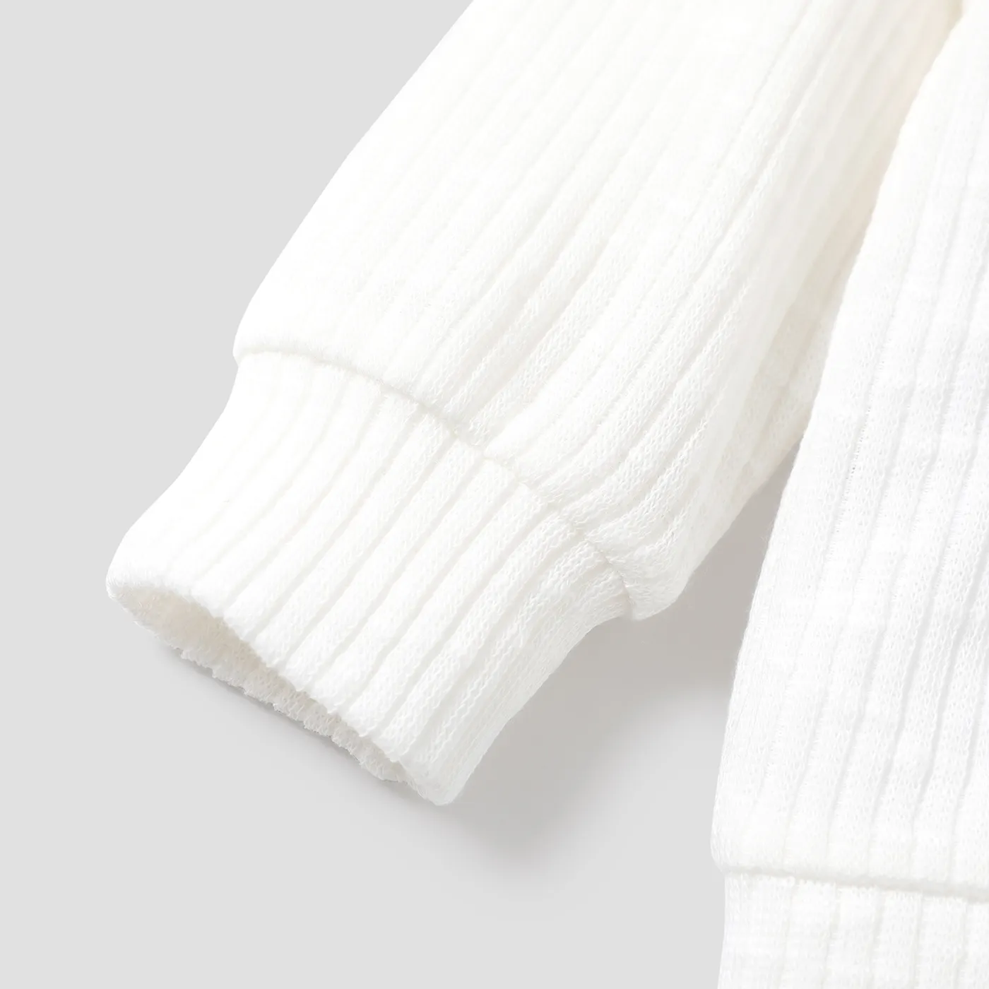 Baby Boy/Girl Button Design Solid Ribbed Knitted Long-sleeve Pullover Top  image 3