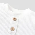 Baby Boy/Girl Button Design Solid Ribbed Knitted Long-sleeve Pullover Top  image 2