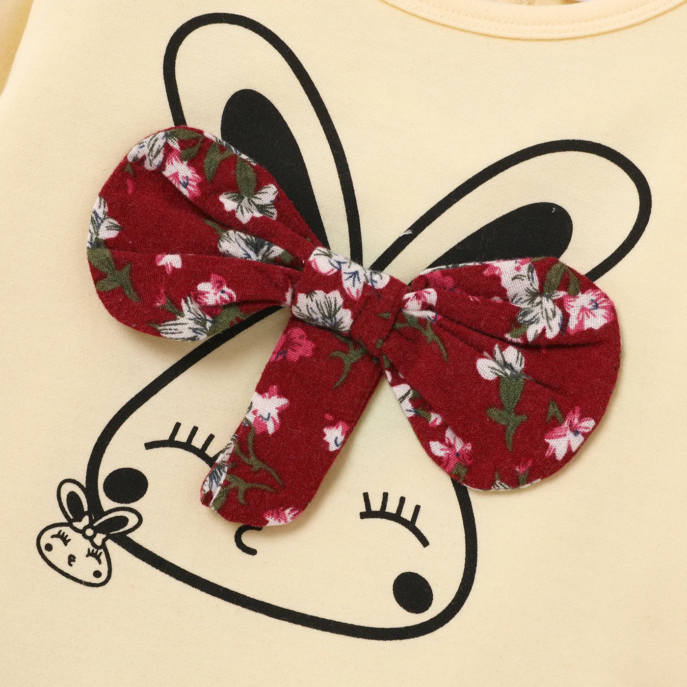 طفل / طفل فو اثنين الأرنب طباعة الفساتين الزهرية أحمر image 3