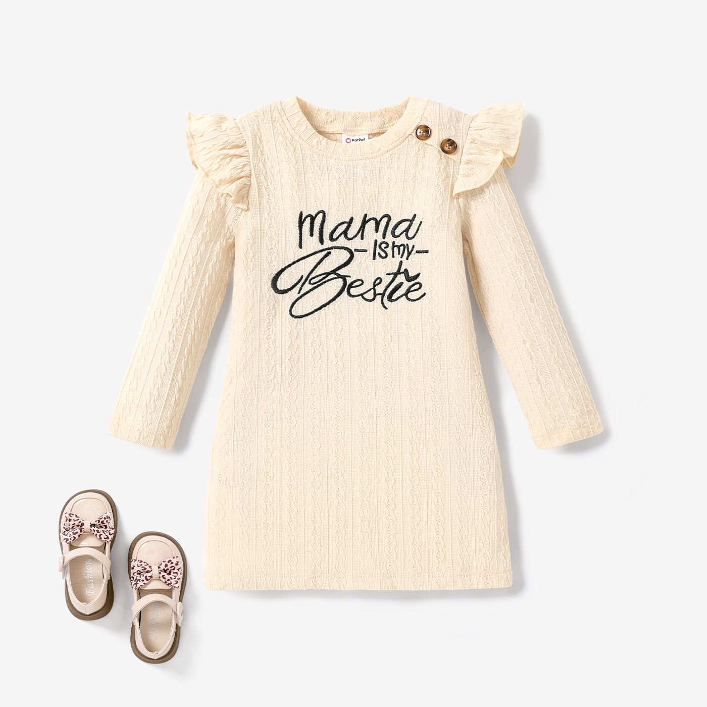 

Toddler Girl Letter Print Flutter Sleeve Dress